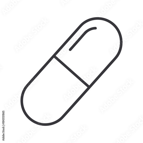 Simple black outline of a capsule on white background