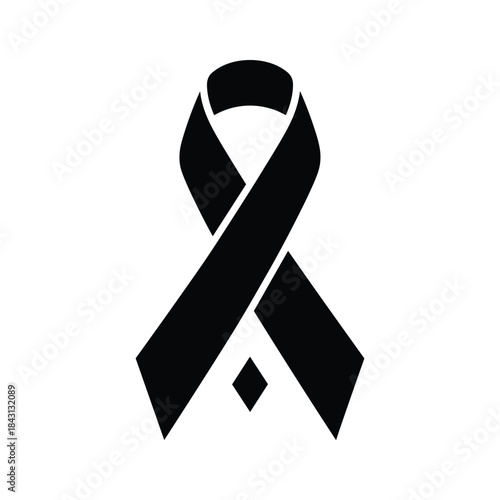 Black awareness or mourning ribbon symbol isolated on