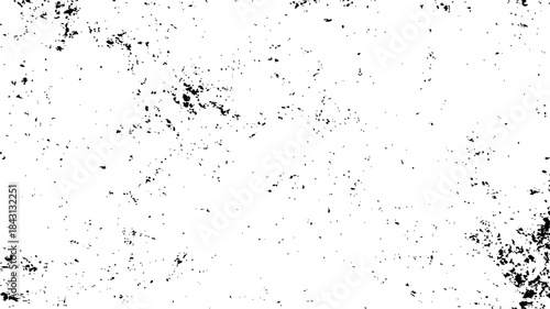 Abstract grunge pattern of black ink drops and paint splashes on a dirty white paper texture vector illustration