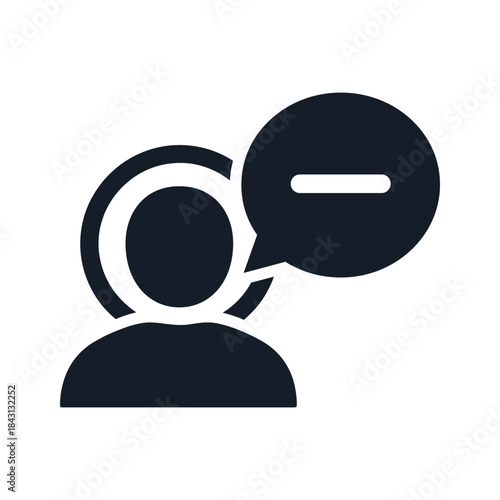 Negative feedback icon showing a user profile and speech bubble with a minus symbol