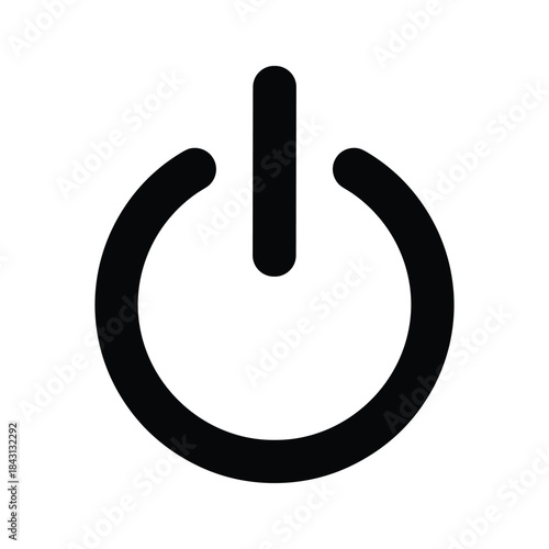 Black power button icon, representing onoff functionality, isolated on