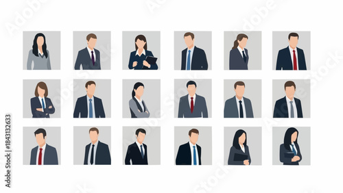 Collection of Diverse Business Professionals in Formal Attire.
