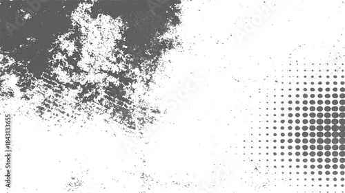 Abstract grunge texture design with black paint splatter drops on a dirty dark old paper background illustration