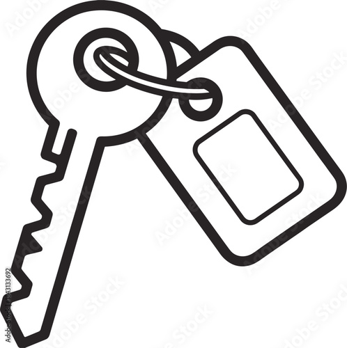 Key with Blank Tag on White Background keys label