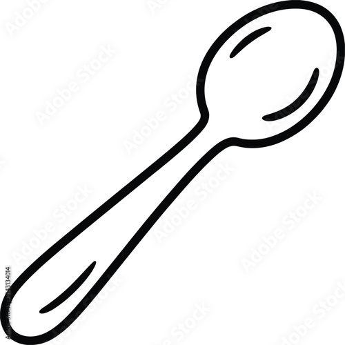 Simple Outline of a Spoon on a White Background cutlery utensil