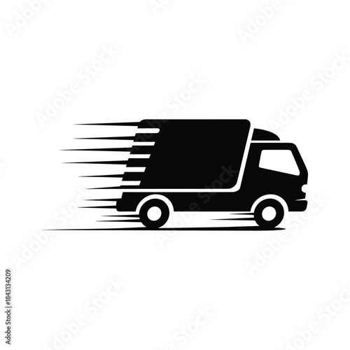Fast delivery truck isolated on, symbolizing speed and efficiency in logistics and transportation