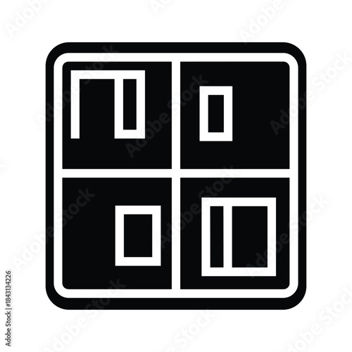 Architectural design showcasing various window styles and layouts, isolated on