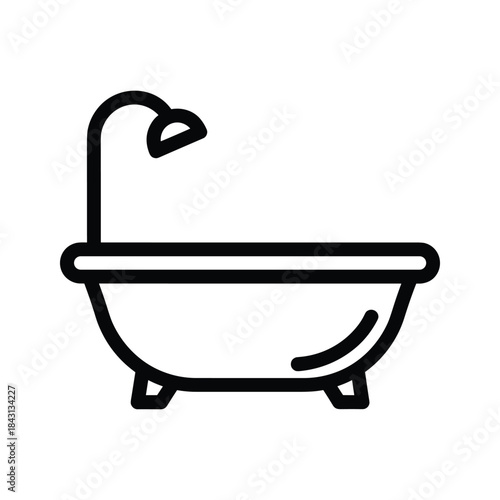 Illustration of a bathtub with a shower head isolated on, perfect for bathroom design projects