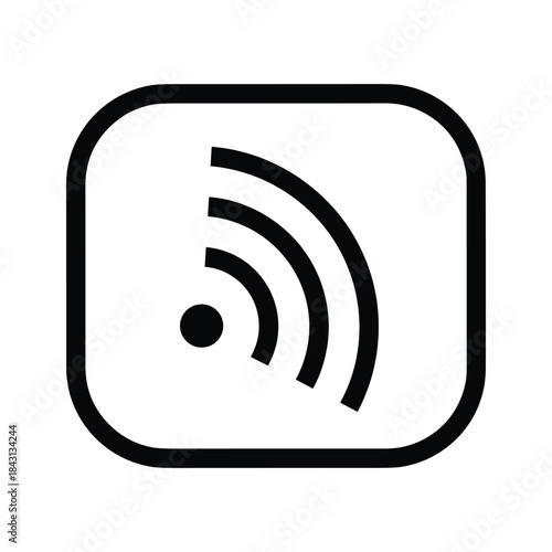 Black and white icon of a wifi signal inside a rounded square isolated on