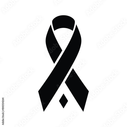 Black awareness ribbon isolated on is a symbol of mourning and remembrance for loss