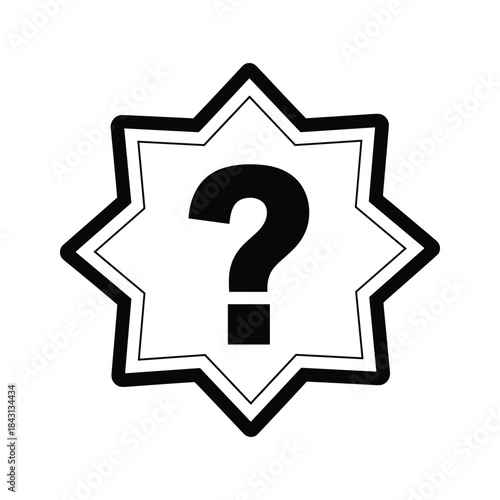Question mark inside a star shape isolated on symbol of uncertainty and inquiry