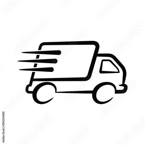 Delivery truck icon isolated on fast shipping service, moving company, or logistics concept