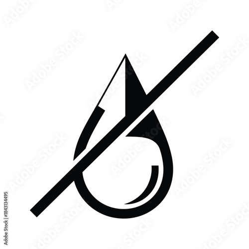 No water drop icon isolated on representing prohibition or restriction of water usage or spillage