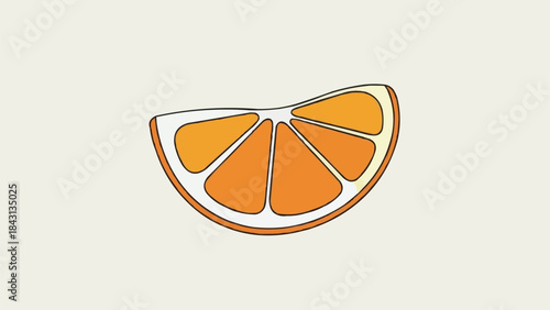 A vibrant slice of orange with distinct segments and a thick rind.