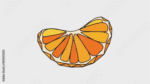 Geometric Slice of Orange Fruit with Vibrant Segments.