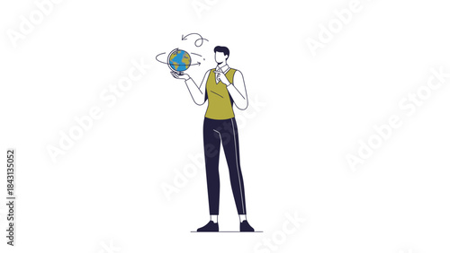 Conceptual illustration of a person holding a globe showing globalization concept