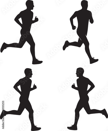 Silhouettes of Runners in Motion Action Sports Collection
