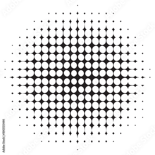  Abstract geometric pattern of circles and numbers in a radial silhouette