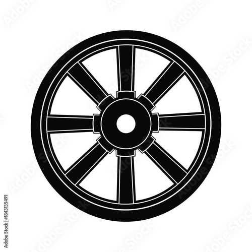 Illustration of a vintage wagon wheel, isolated on