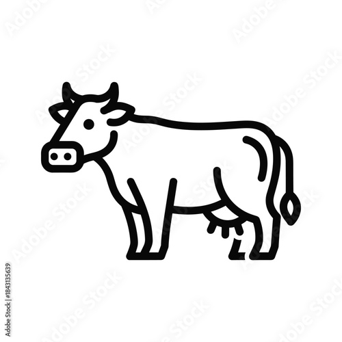 Simple line art icon of a cow isolated on