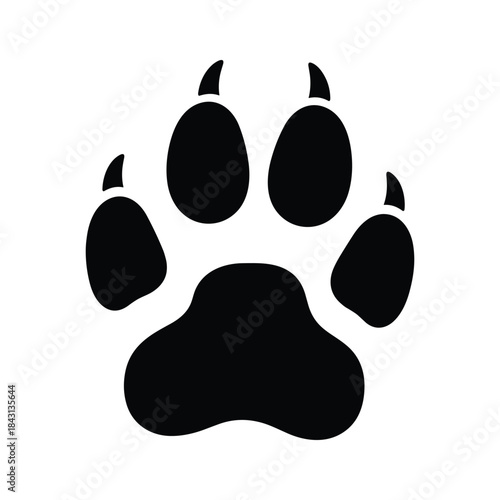 Black paw print isolated on