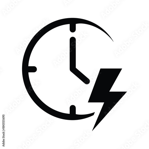 Clock icon with lightning bolt symbol representing fast time or urgent deadline