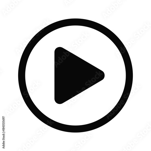 Black play button icon isolated on