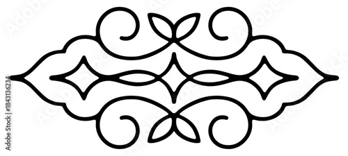 Elegant Outline Decorative Floral Divider Design Element Illustration