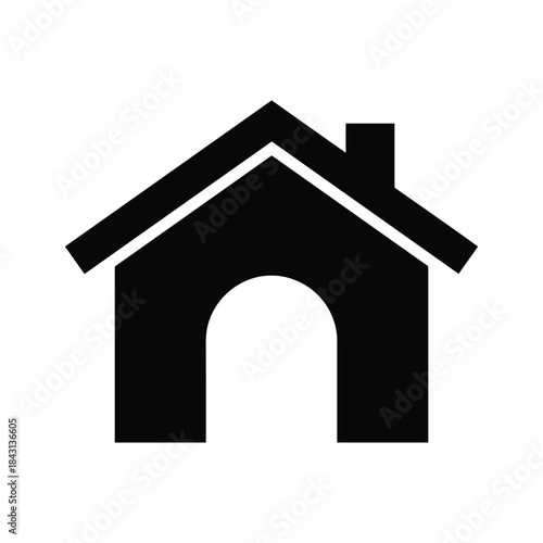 Simple house icon with chimney