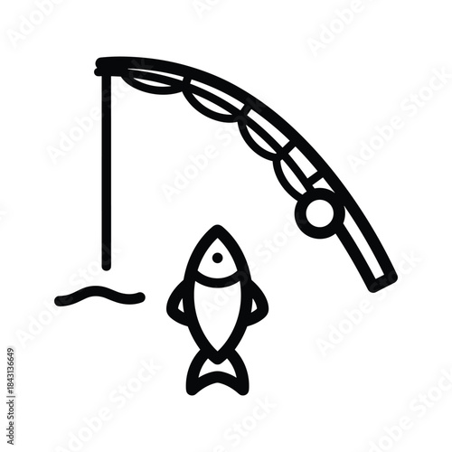 Fishing rod catching a fish