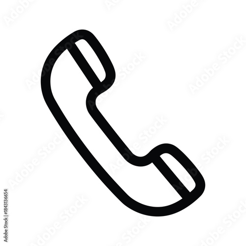Simple black telephone handset icon