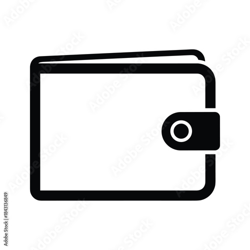 Simple black wallet icon on white background