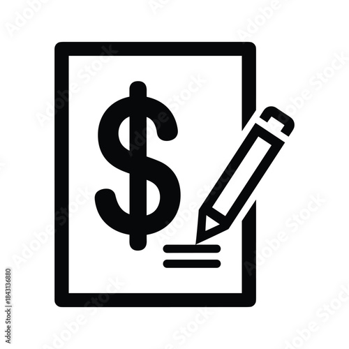 Dollar sign document being edited with pencil