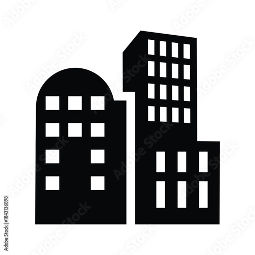 Modern city buildings silhouette