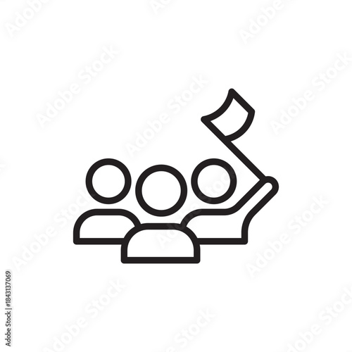 Team retreat icon symbolizing company offsite, team building event, and group cohesion, representing HR organizational development, employee engagement, strategic planning, and leadership workshops.