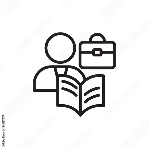 Employee handbook icon symbolizing staff manual, policy guide, and company rules, representing HR compliance, organizational standards, legal agreement, and new hire onboarding.
