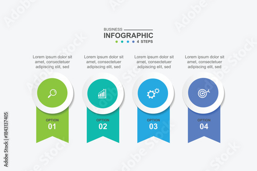 modern design template banner infographic. 4 step process information or presentation with icons