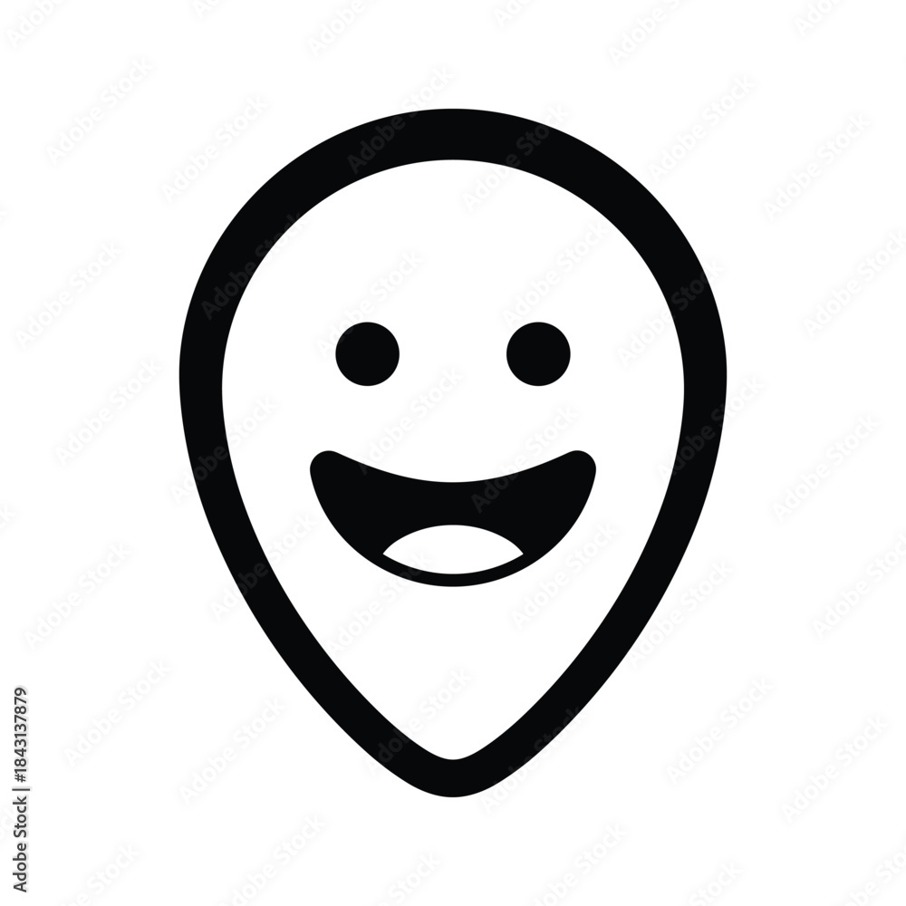 Fototapeta premium Smiling face pin icon on white background