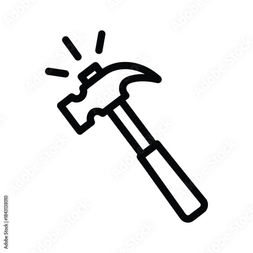 Hammer icon with striking motion indication