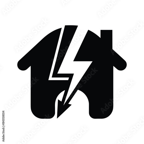 Damaged house hit by lightning strike