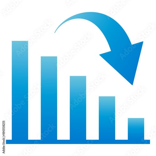 右肩下がりの棒グラフのイラスト