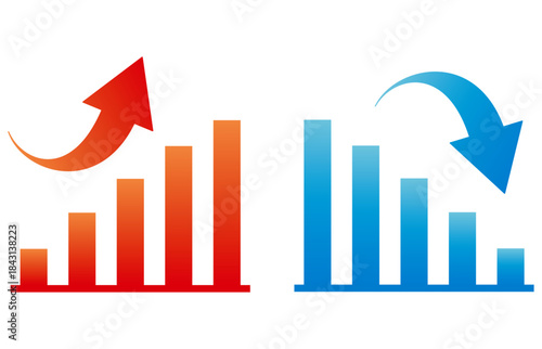 棒グラフの増減のイラストセット