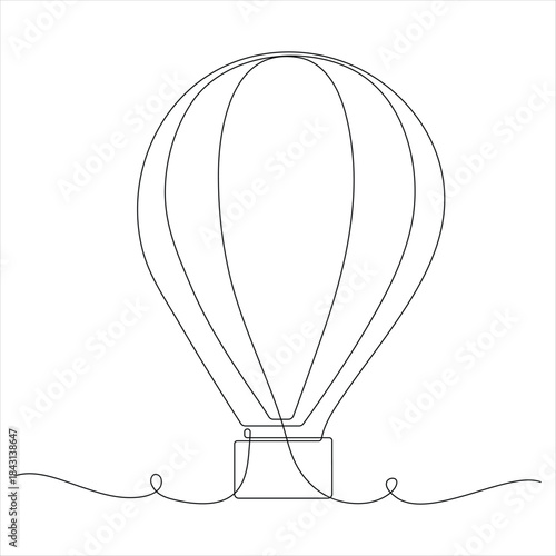 Hot air ballon continuous oneline drawing vector illustration