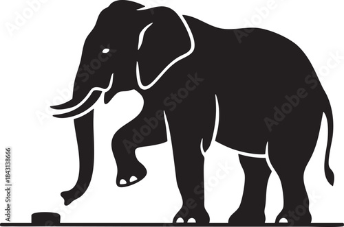 Elephant Playing Ice Hockey Silhouette Mascot Illustration