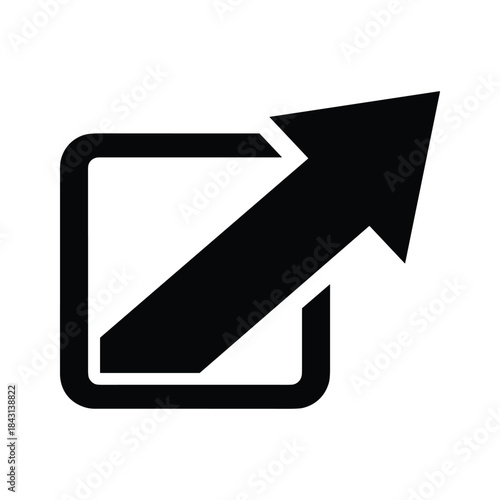 Black arrow icon pointing upwards and to the right