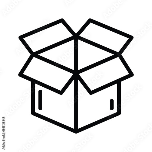 Open cardboard box with flaps