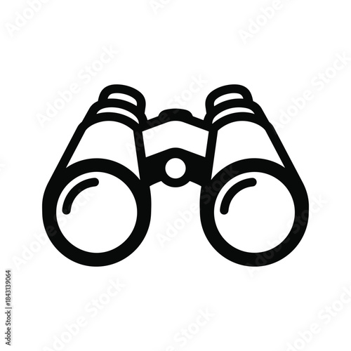 Simple black binoculars icon on white background