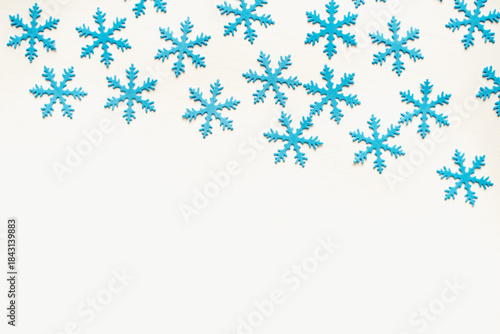 christmas background with snowflakes. Blue snowflake background. Snowflake texture.