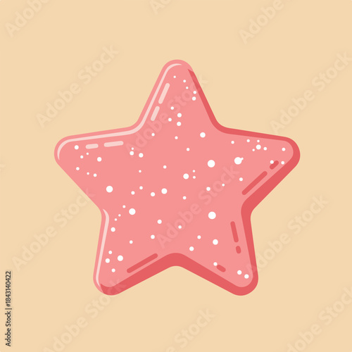 Pink starfish with white spots on tan background. Suitable for marinethemed designs, beach concepts, coastal dcor, and summerrelated projects.