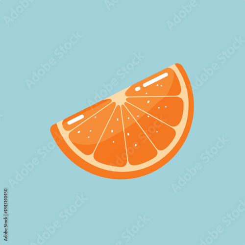 Orange slice contrasts beautifully against light blue backdrop, creating a vibrant and refreshing image perfect for summer promotions and foodrelated designs.
